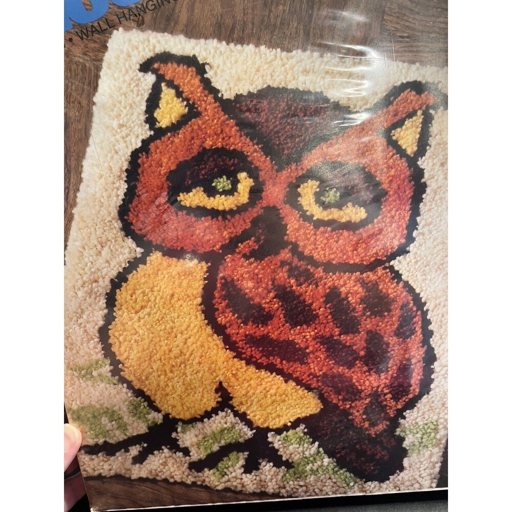 Vtg 1977 MH Owl Wall Hanging Rug 20x27” Latch Hook Kit New Sealed